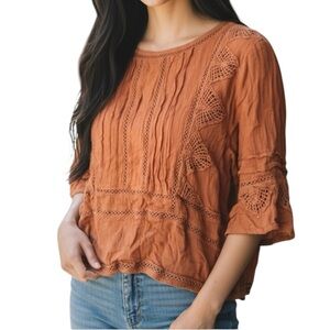Amuse Society Boho Rust Top Size XS